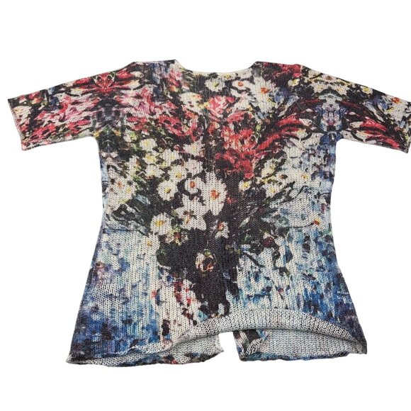 Colour Works Womens Floral Knit Button Front Top Size M Acrylic/Nylon - Picture 6 of 6
